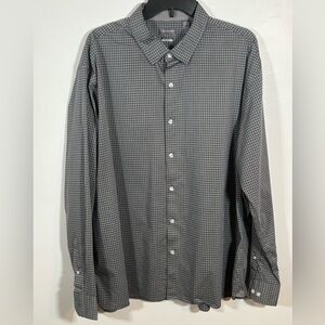 Van Heusen Men’s Button Down Shirt XXL Gray Check Never Tuck Long Sleeve
